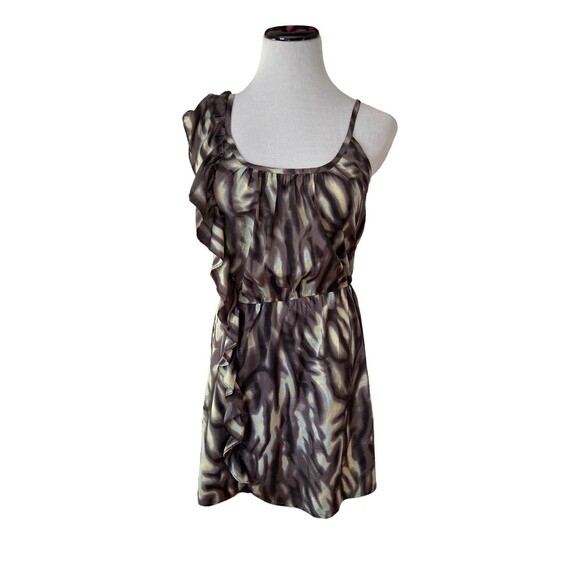 Envy Me Asymmetrical One Shoulder Mini Dress XL Brown Y2K Soft Glam Sun Goddess - Picture 1 of 7